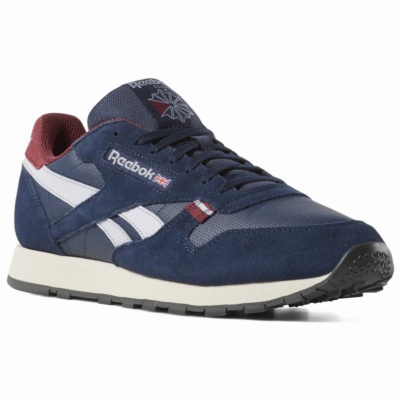 Reebok Classic Leather Tenisky Panske - Námornícka Modrá/Červené/Siva YM2977LS